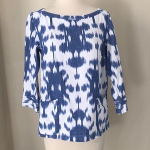 Vineyard Vines Chambray Boat Neck Tunic Top Blouse